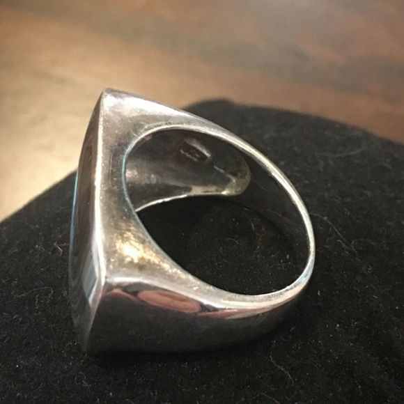 Abalone Cabochon Sterling Silver Statement Ring Size 6-3/4 - Picture 7 of 12